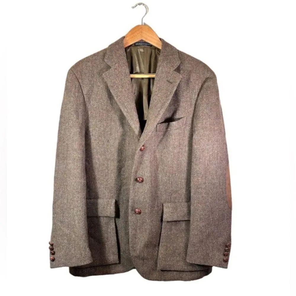 Polo by Ralph Lauren Virgin Wool Brown Blazer Tweed Size 44L